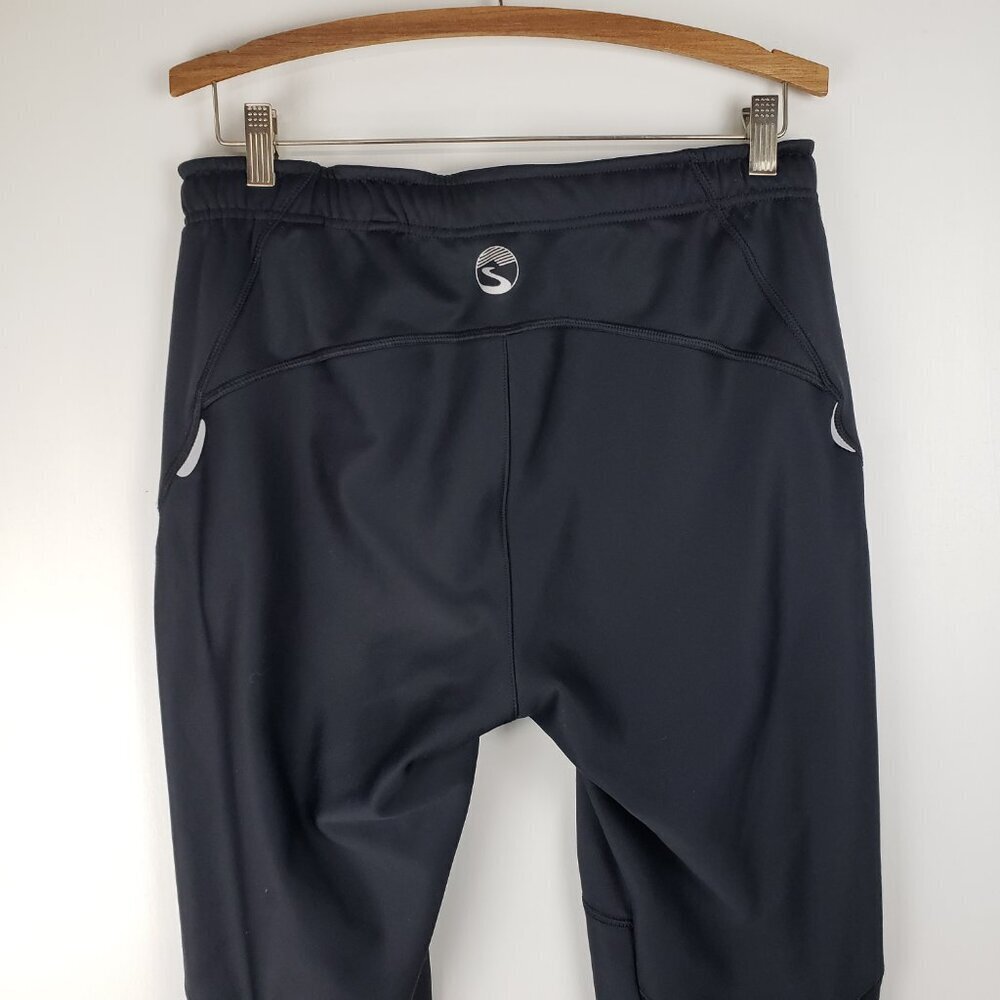 Showers Pass Fleece Lined Track Pants Black Reflective Leg Zipper Mens Medium - Picture 6 of 11
